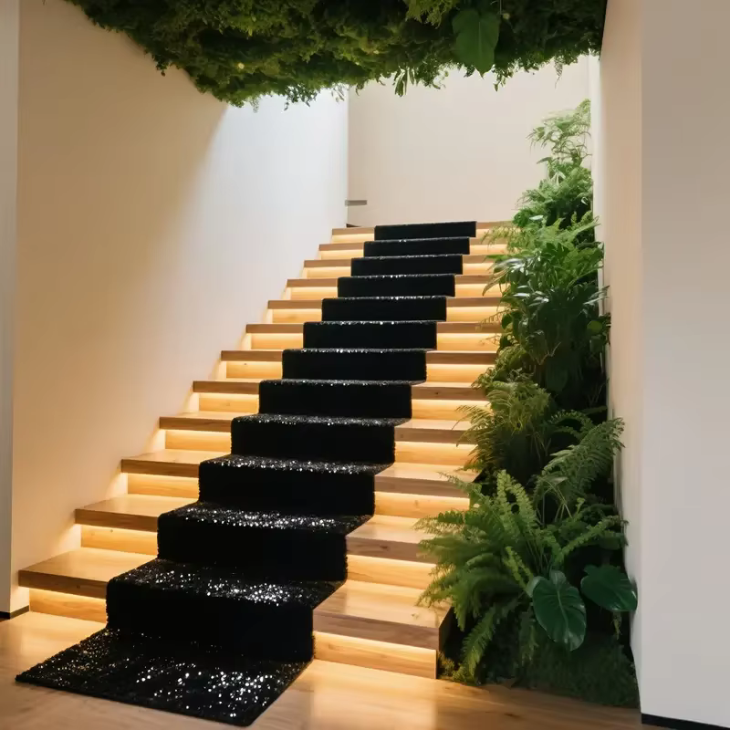 Tapis de mariage brillant et cool (noir brillant) pour Noël