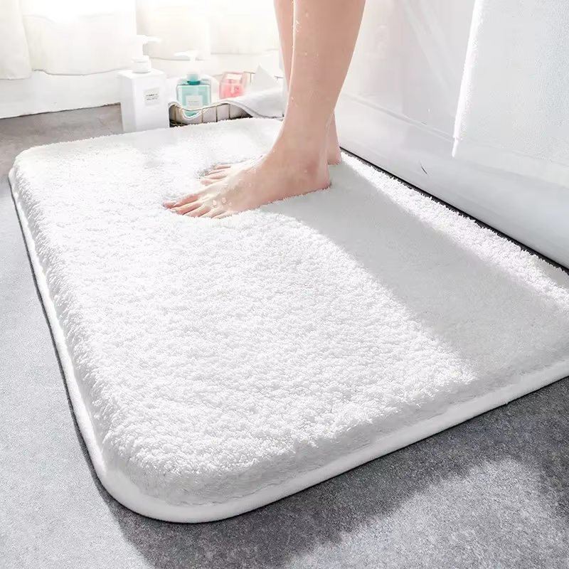 Tapis de salle de bain doux et moelleux en peluche épais
