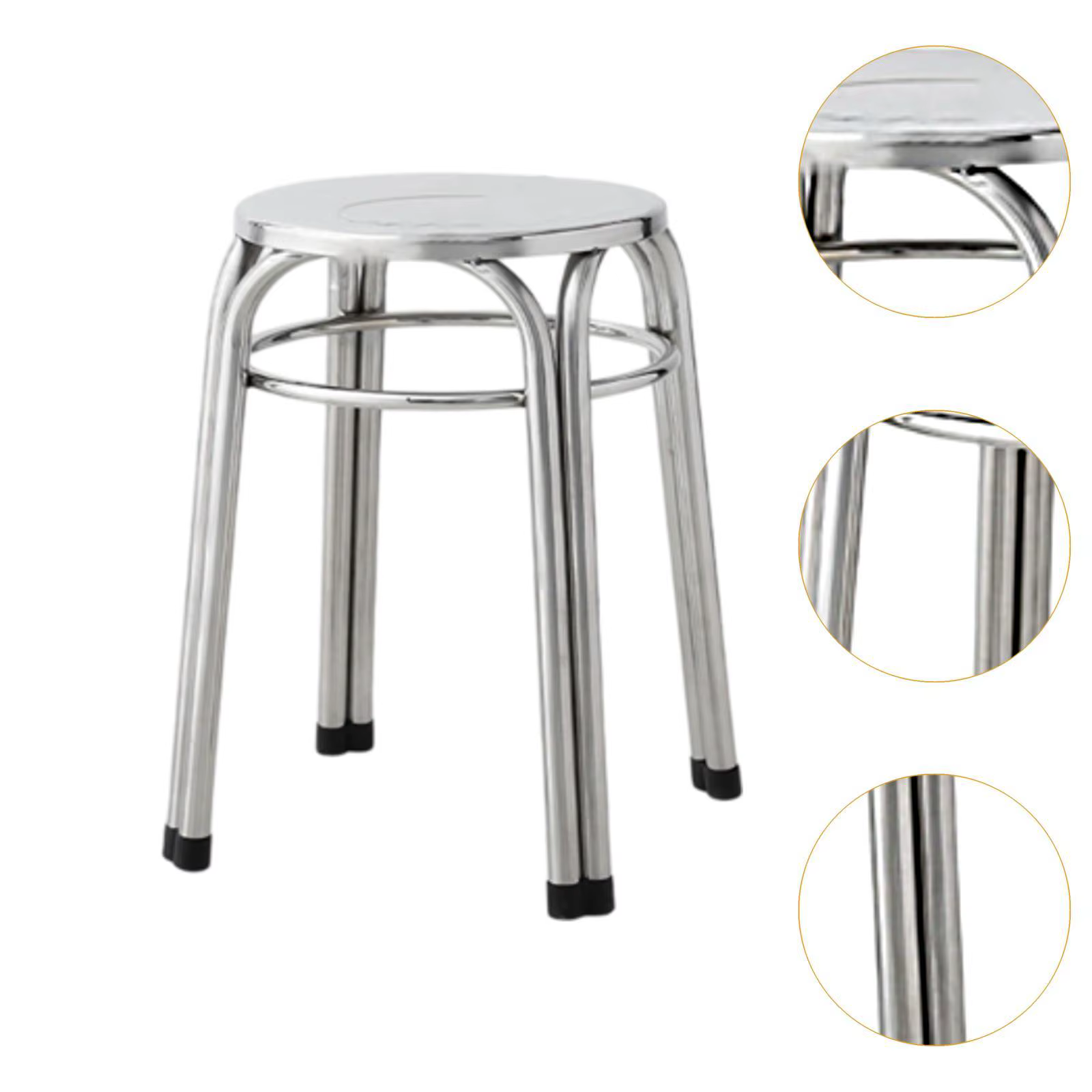 Tabouret rond en métal antidérapant, diamètre 29cm, facile à nettoyer, empilable, en acier inoxydable, pour jardin intérieur, salle à manger, cuisine extérieure