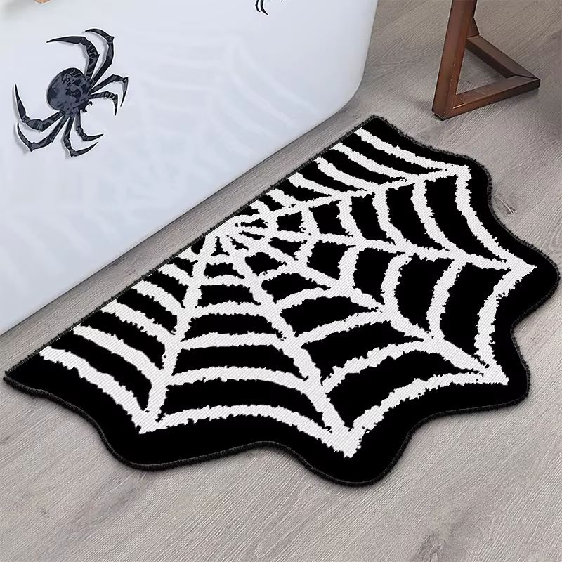VIKAMA Tapis anti-dérapant en forme d'araignée noire pour Halloween
