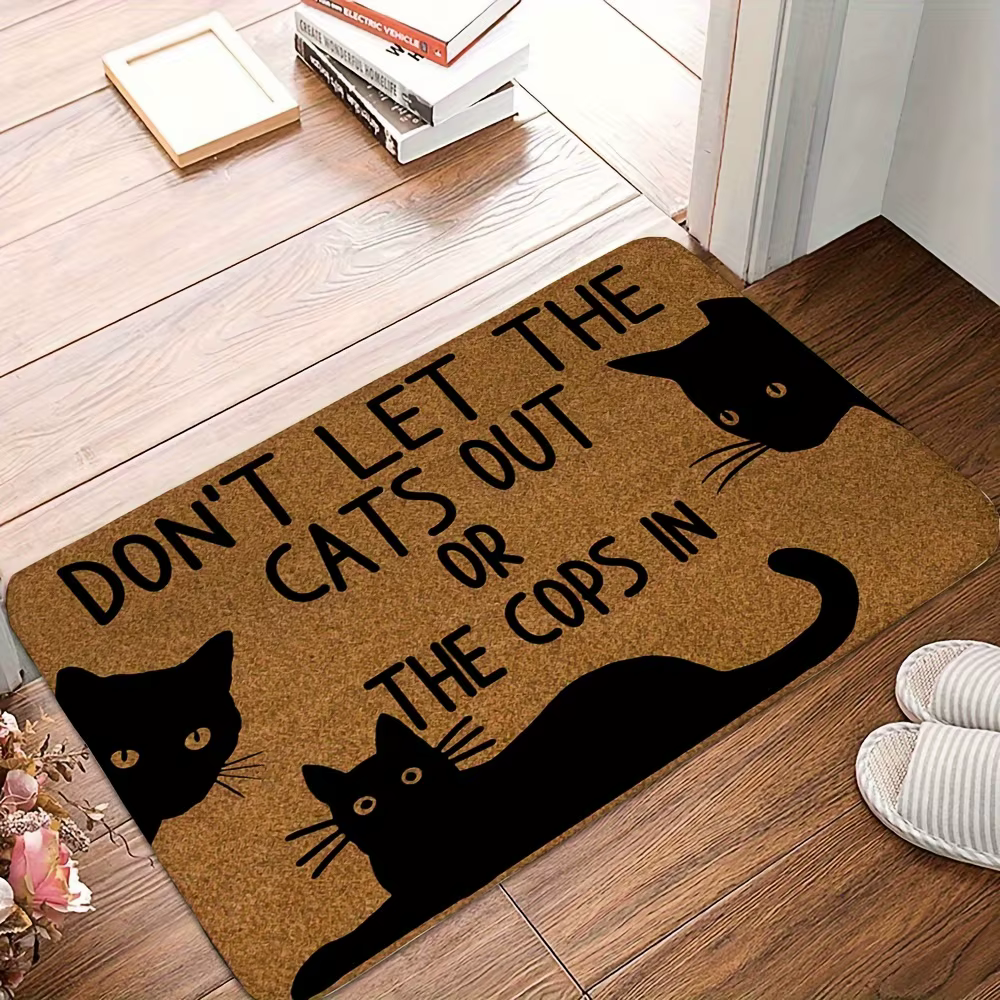 VIKAMA dessin animé chat noir tapis résistant aux taches