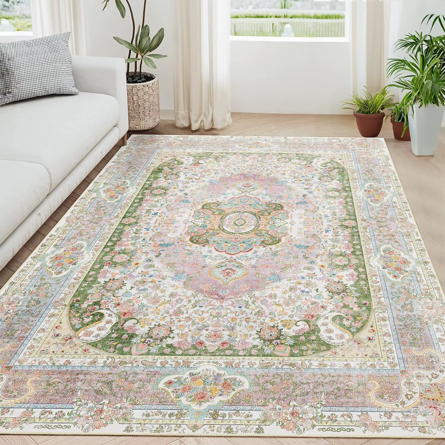 Tapis de décoration florale rose Vintage