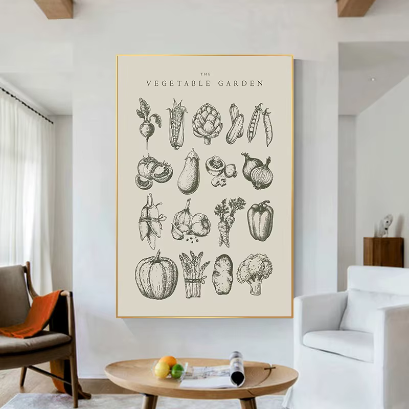 Art vert sauge décor de cuisine Vintage oignon carotte impression ferme botanique affiche salle à manger minimaliste légumes toile mur