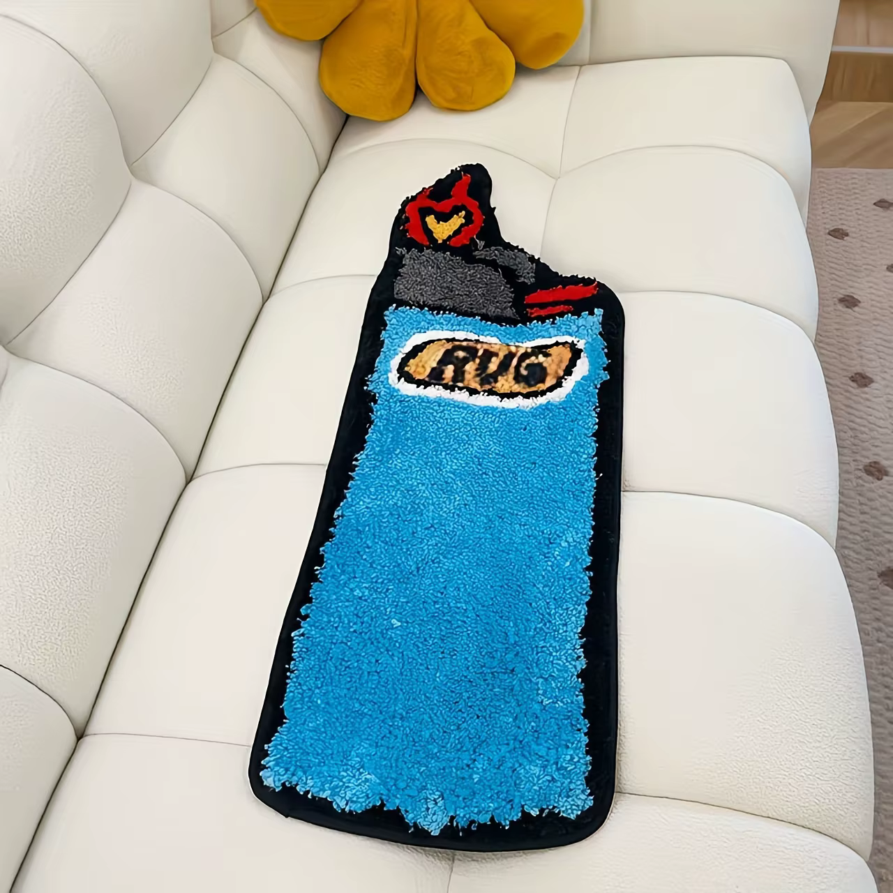 Tapis capitonné briquet bleu