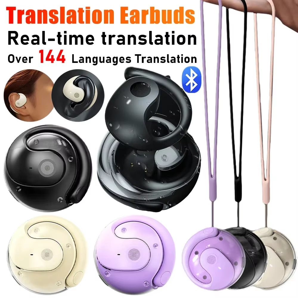 Écouteurs traducteur TWS, écouteurs de traduction de langue, écouteurs de traduction instantanée en temps réel, casque de traduction intelligent pour réunion