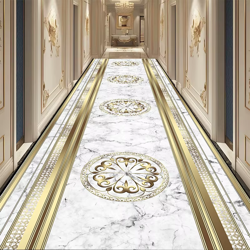 Tapis de Couloir de Luxe Noir Européen