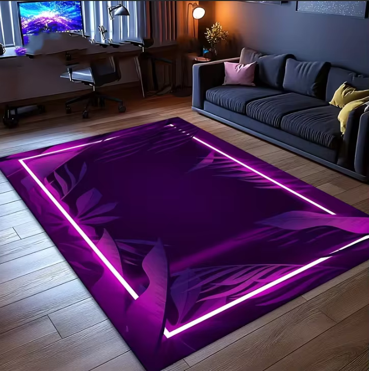 Tapis de jeu à motif néon dégradé bleu-violet