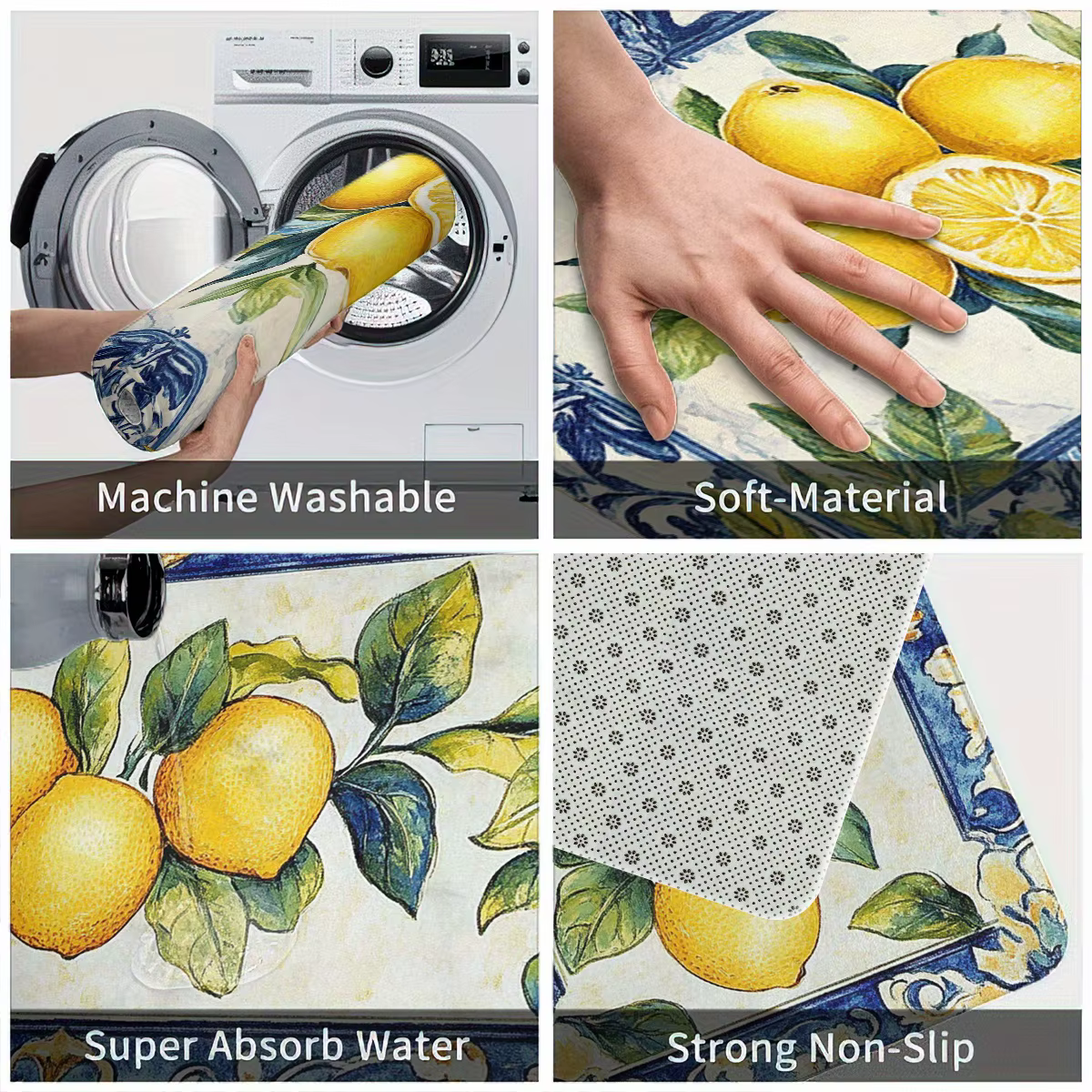 Ensemble de tapis de cuisine VIKAMA Mediterranean French Lemon