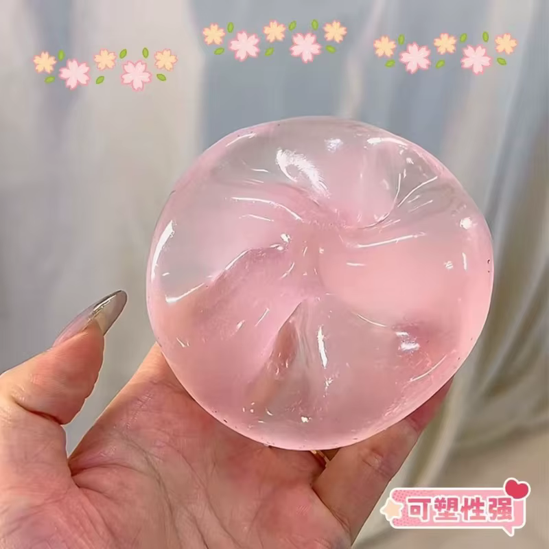 Balle anti-stress DIY mignonne et transparente de 6 cm en sucre de malt, faite à la main à l'huile de coco, à rebond lent, cadeau