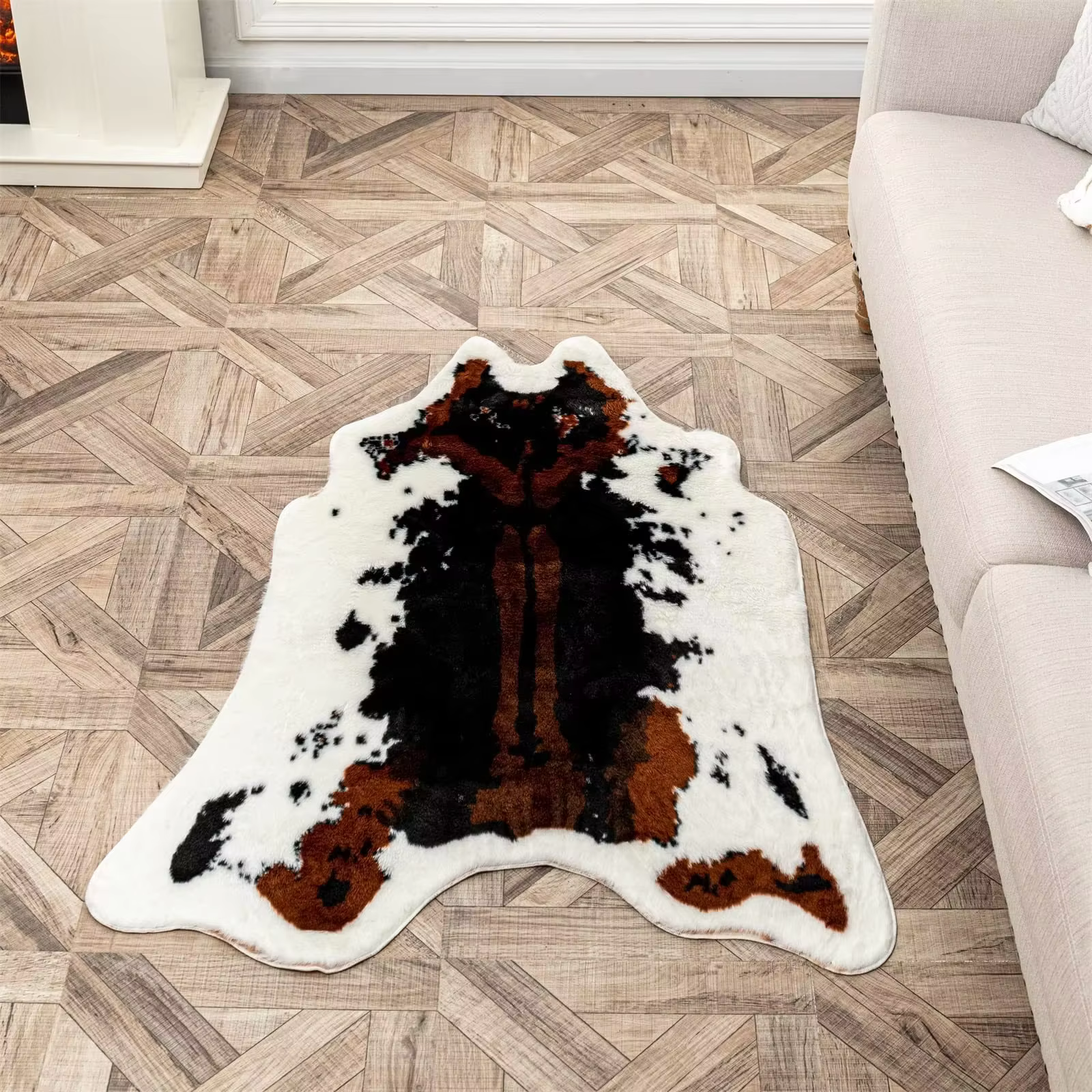 Tapis VIKAMA-tapis de chevet en Faux Animal pour chambre à coucher et salon-tapis Durable et facile à nettoyer pour la décoration de la maison