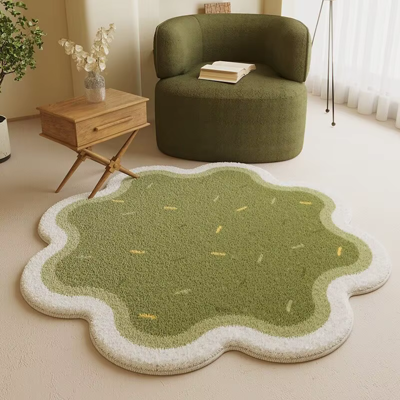 VIKAMA Tapis rond à fleurs fraîches