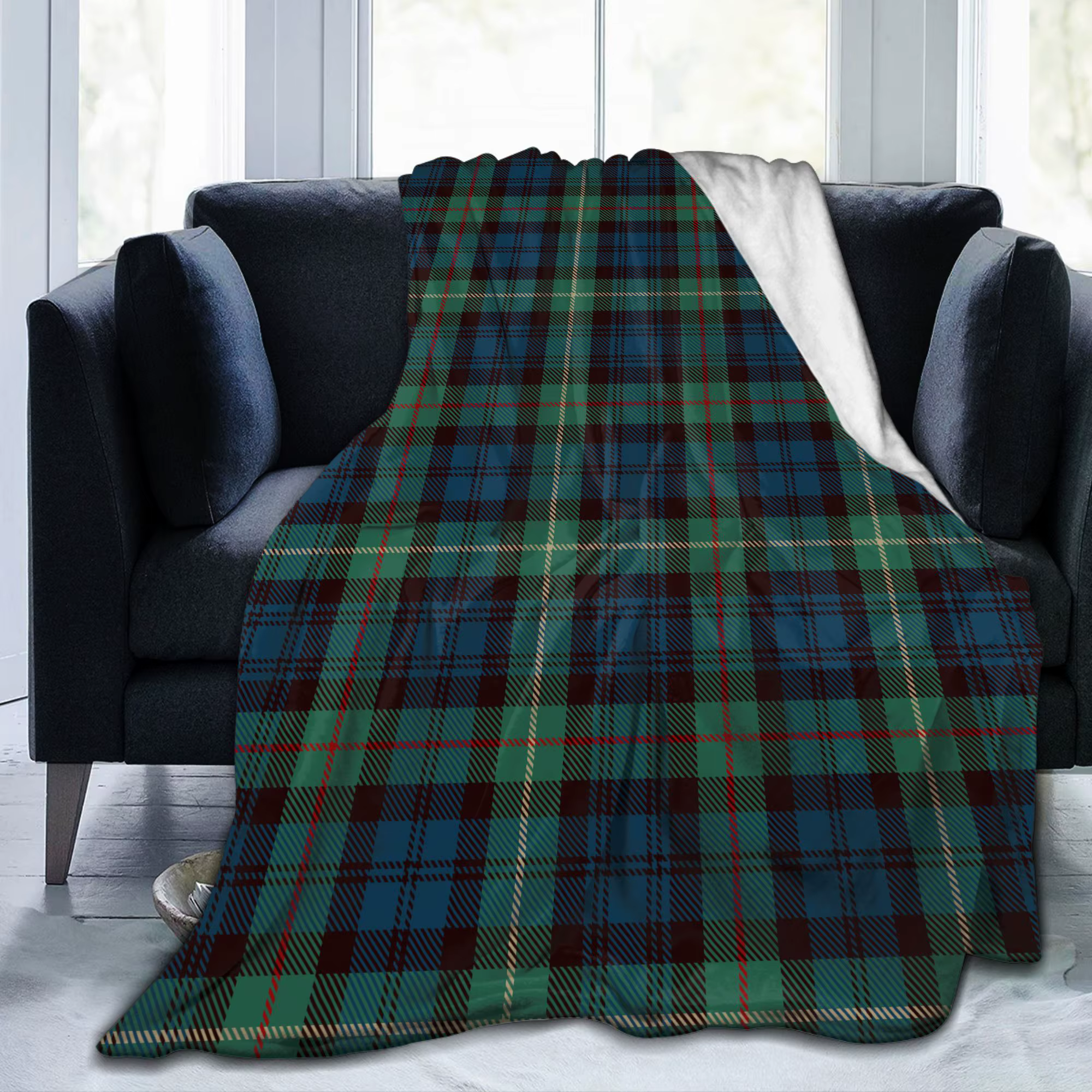 Tartan rustique vert et bleu noir montre Plaid couvertures de vacances corail polaire en peluche imprimé carreaux couvertures pour tapis de lit pièce