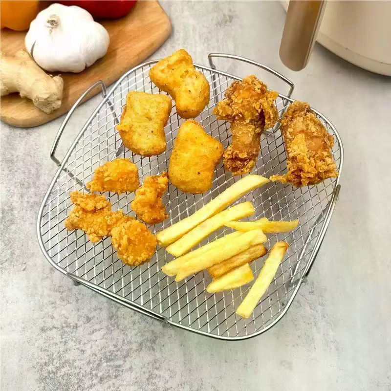 Grille de friteuse à Air adaptée aux friteuses à Air, gril de four en acier inoxydable, gril empilable, ustensiles de cuisine, cuisson de plusieurs aliments