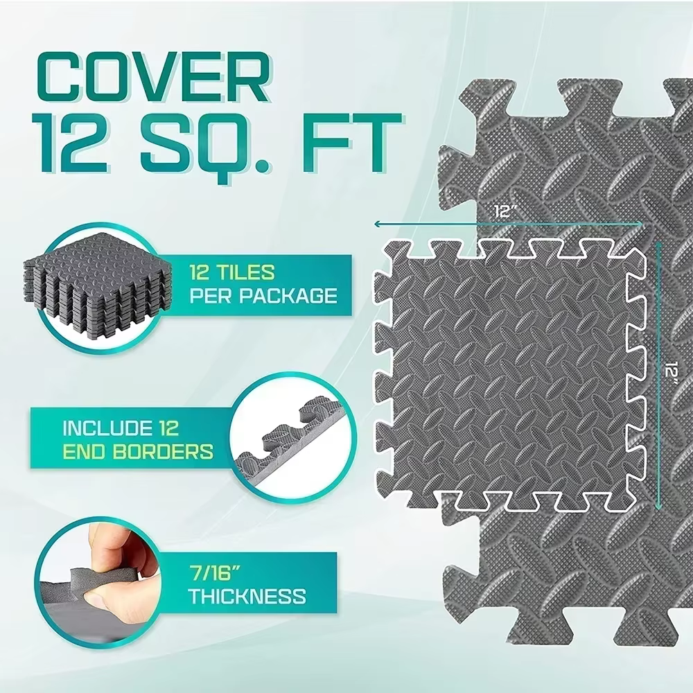 Carreaux de sol en mousse EVA à emboîtement pour salle de sport à domicile