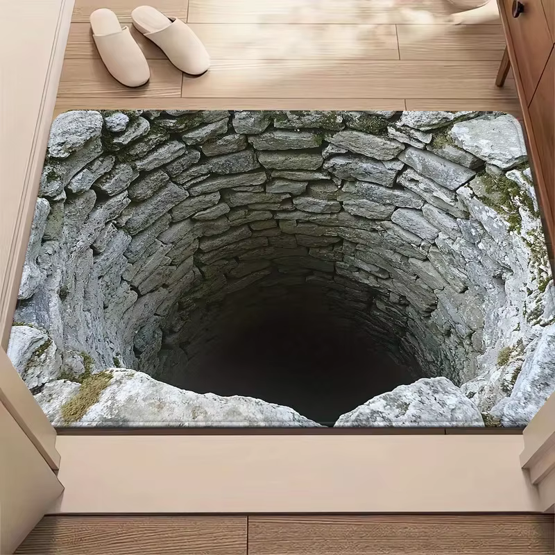 Tapis de porte antidérapant, Illusion d'optique 3D, Abyss sans fin, lavable en Machine, pour salle de bain, chambre à coucher, Camping, Yoga, tapis de sol Durable
