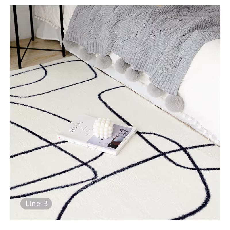 Tapis en peluche minimaliste moderne pour chambre à coucher