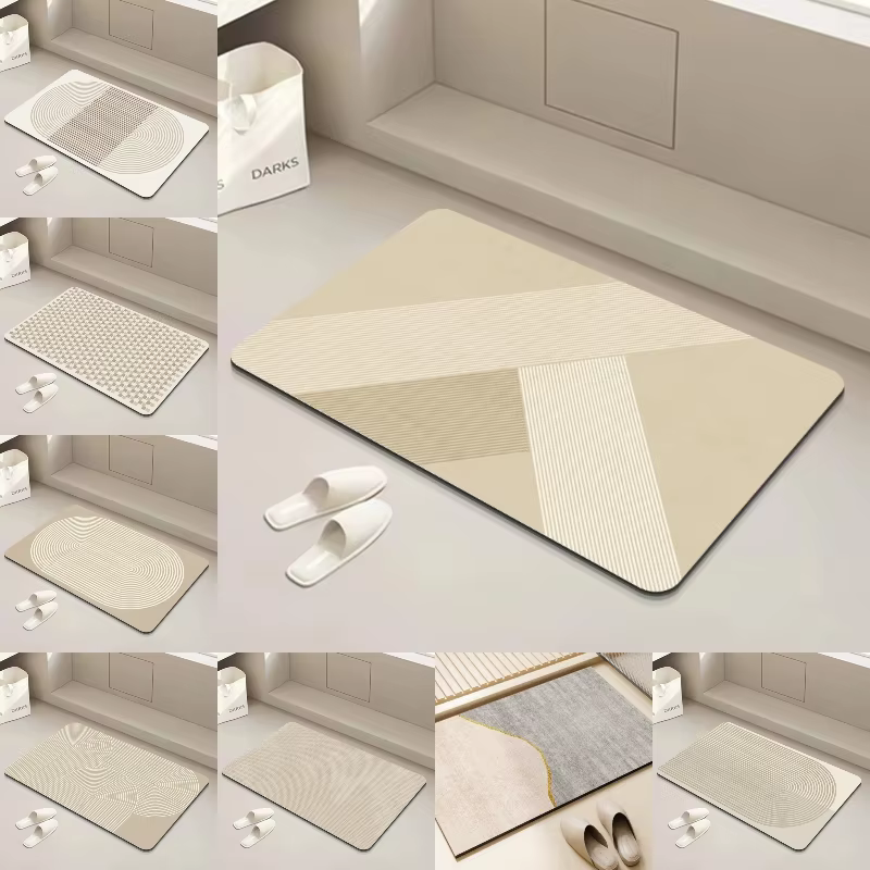 Tapis de sol en terre de diatomée pour salle de bain