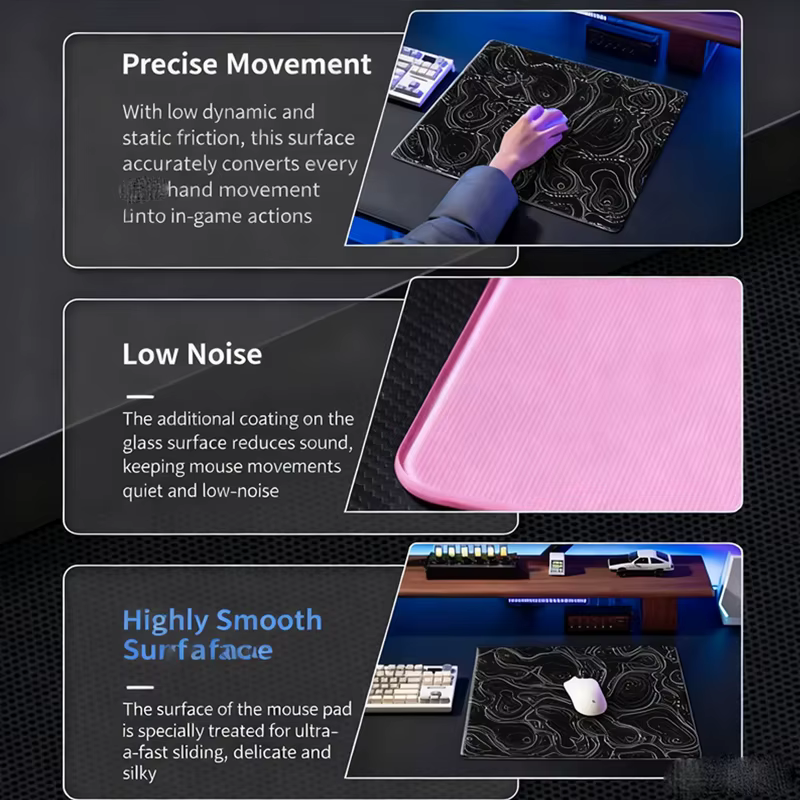 Tapis de Souris en Verre Jane Anime Animation Minimaliste, Tapis de Bureau Amélioré en Verre Trempé, Accessoires de Gaming Personnalisés pour le Bureau