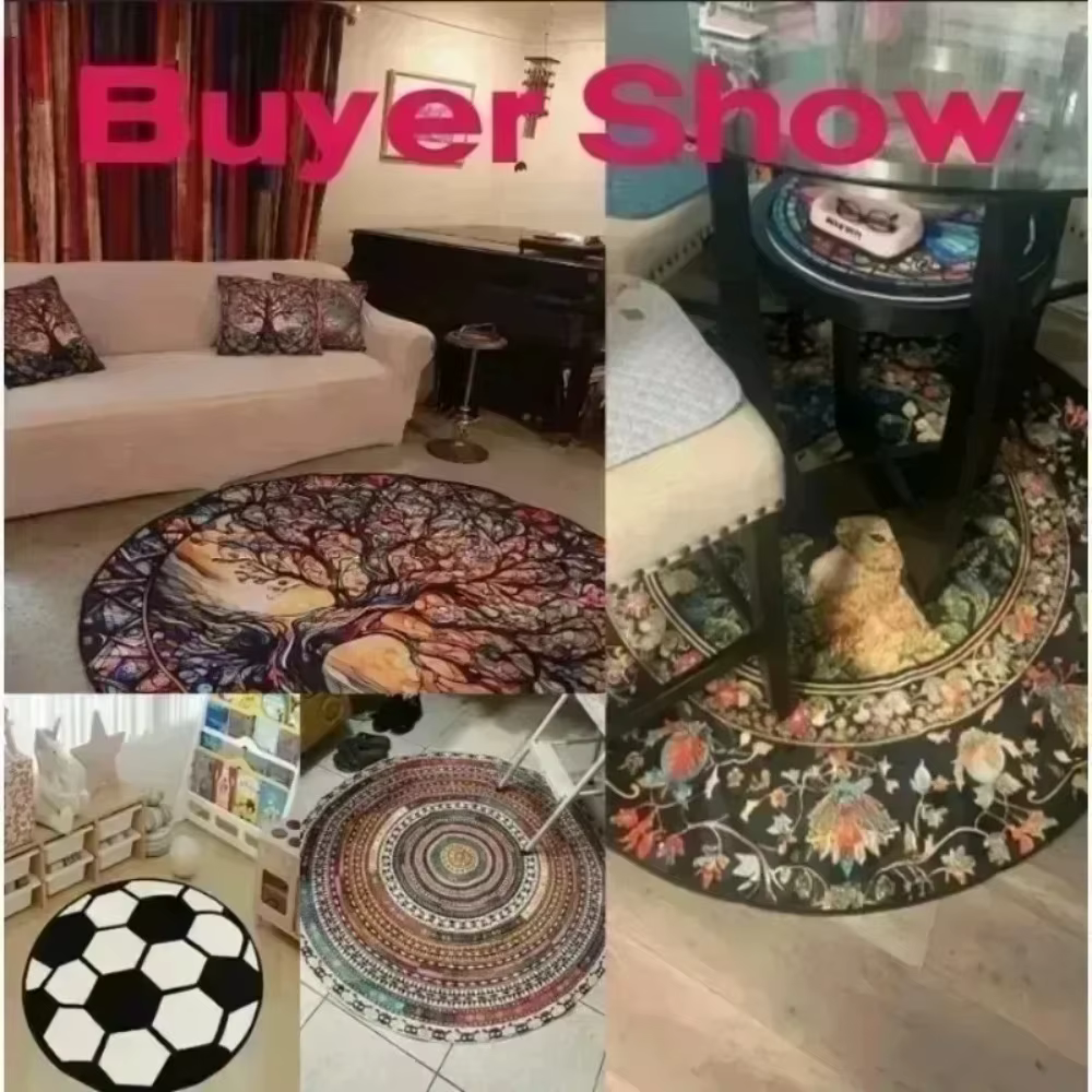 Tapis rond thème Floral réaliste 3D