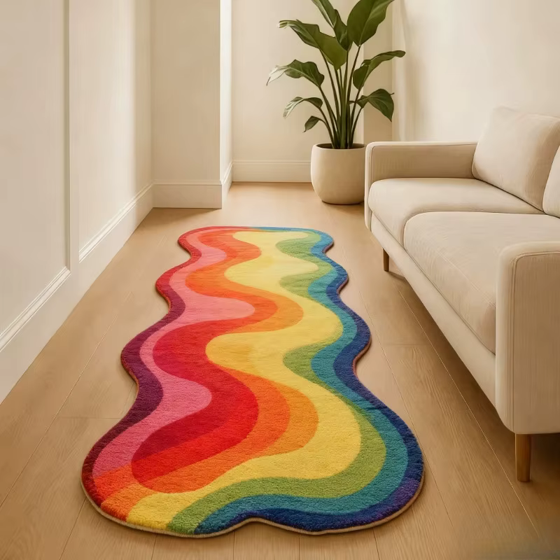 Tapis Shaggy VIKAMA – Lance de chevet irrégulière en forme de Dopamine
