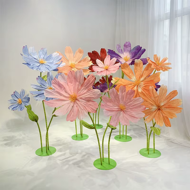 Fleurs artificielles géantes en papier