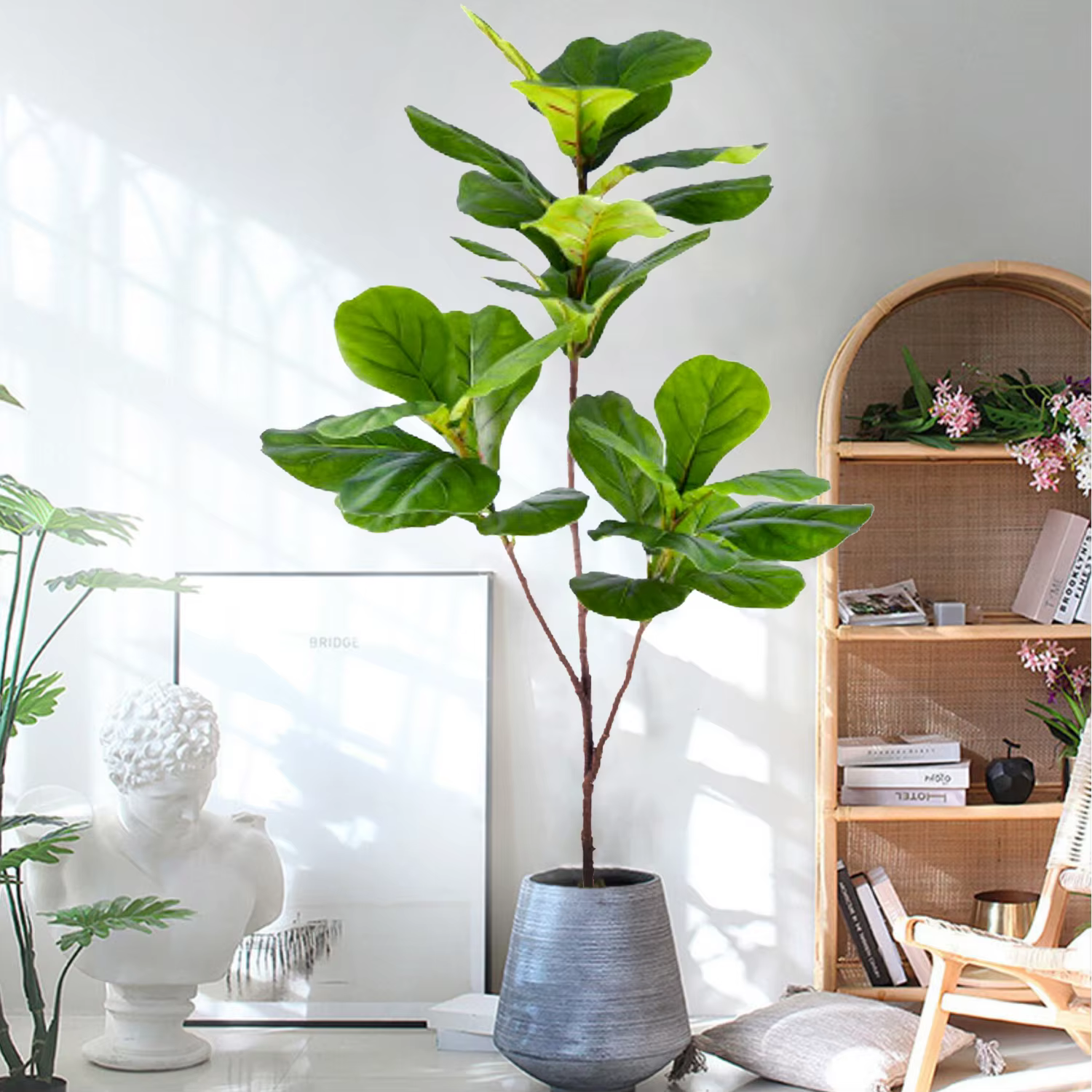 77-135 cm (53, 1 pouces) feuille de violon artificielle plante de figue de Ficus pour cour extérieure jardin balcon