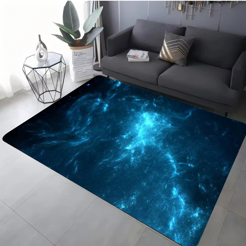 Tapis d'art liquide abstrait bleu