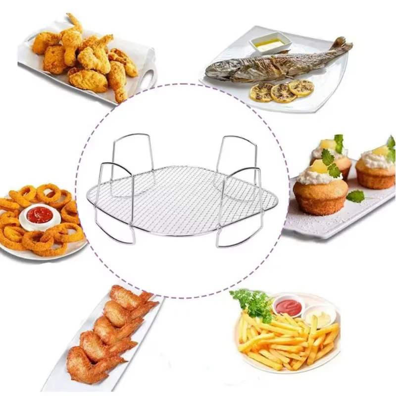 Support de friteuse à Air, support de cuisson en acier inoxydable, empilable, polyvalent, support de pain grillé, plateau de panier, accessoires de friteuse à Air