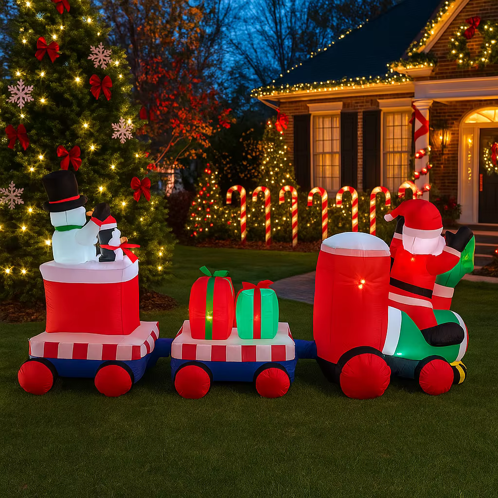 Train gonflable du père noël