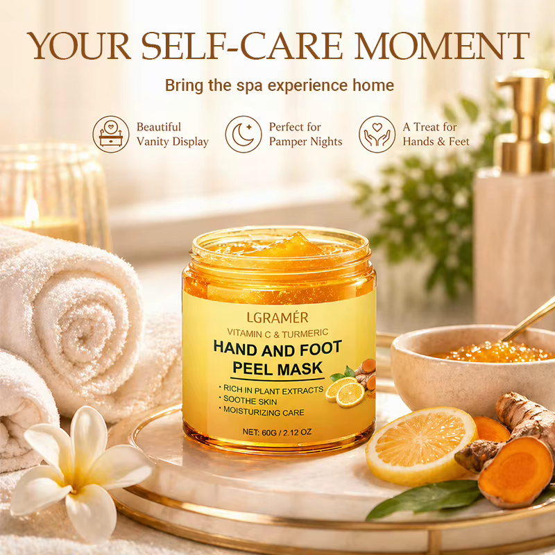 Masque pour les mains et les pieds à la vitamine C et au curcuma, lissant la peau, masque nettoyant doux pour les mains, illuminant la peau des mains, nouveau.