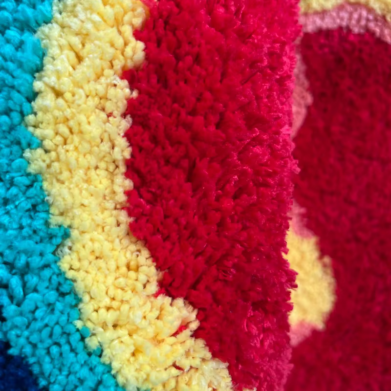 Tapis Tufté en Forme de Palmier Fait à la Main