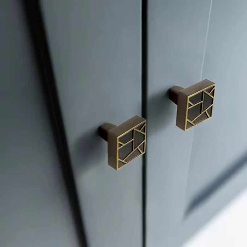 Poignée de porte de placard, armoire de chambre, armoire de cuisine, bouton de meuble en laiton rétro américain, simple, à trou unique, style café français