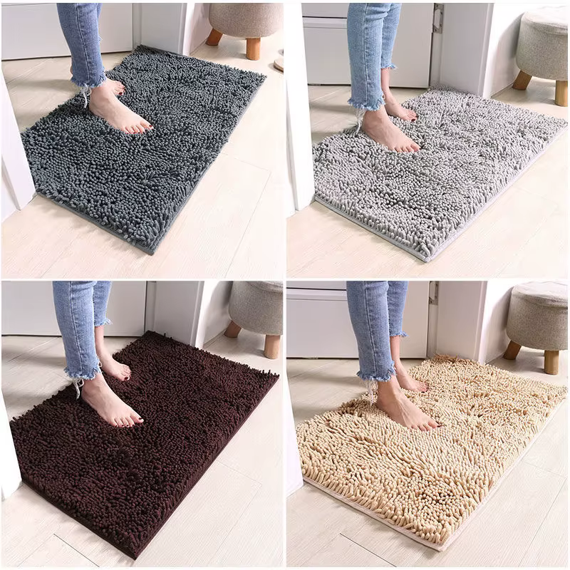Tapis de salle de bain en chenille antidérapant
