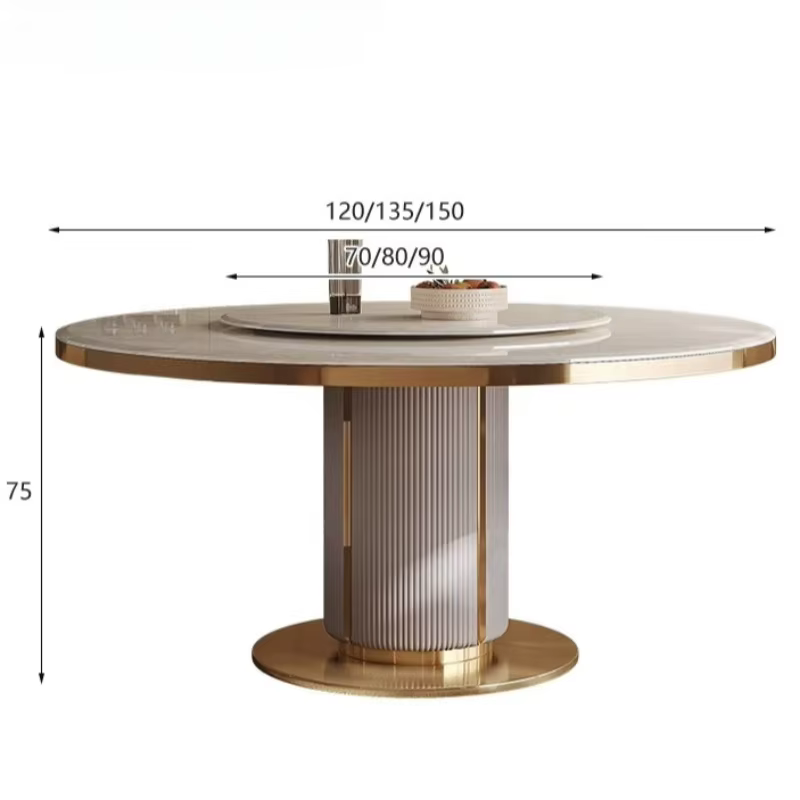 Nouvelle table à manger en marbre de luxe léger, table à manger ronde moderne haut de gamme, ensemble de 6 chaises, tables de cuisine, meubles pour la maison