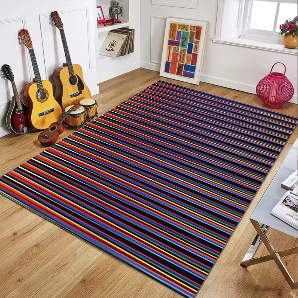 Tapis imprimé à rayures colorées