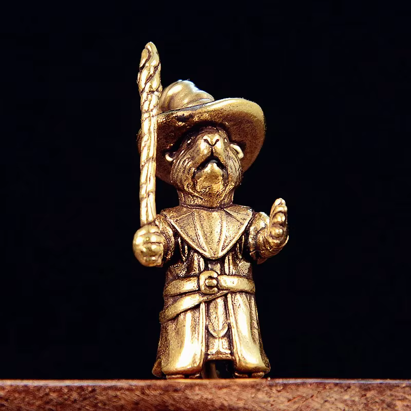 Figurines de Rat de magicien en laiton, ornements de bureau miniatures, artisanat de souris d'animaux, Table à thé, accessoires de décoration pour animaux de compagnie