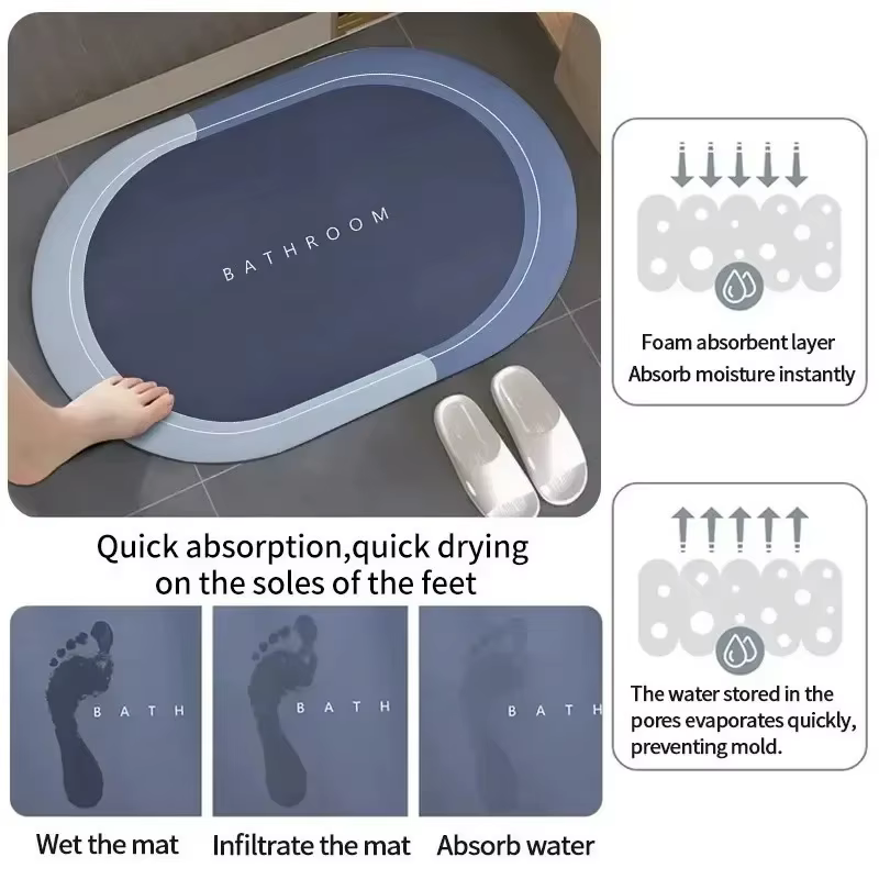 Tapis de bain absorbant pour salle de bain