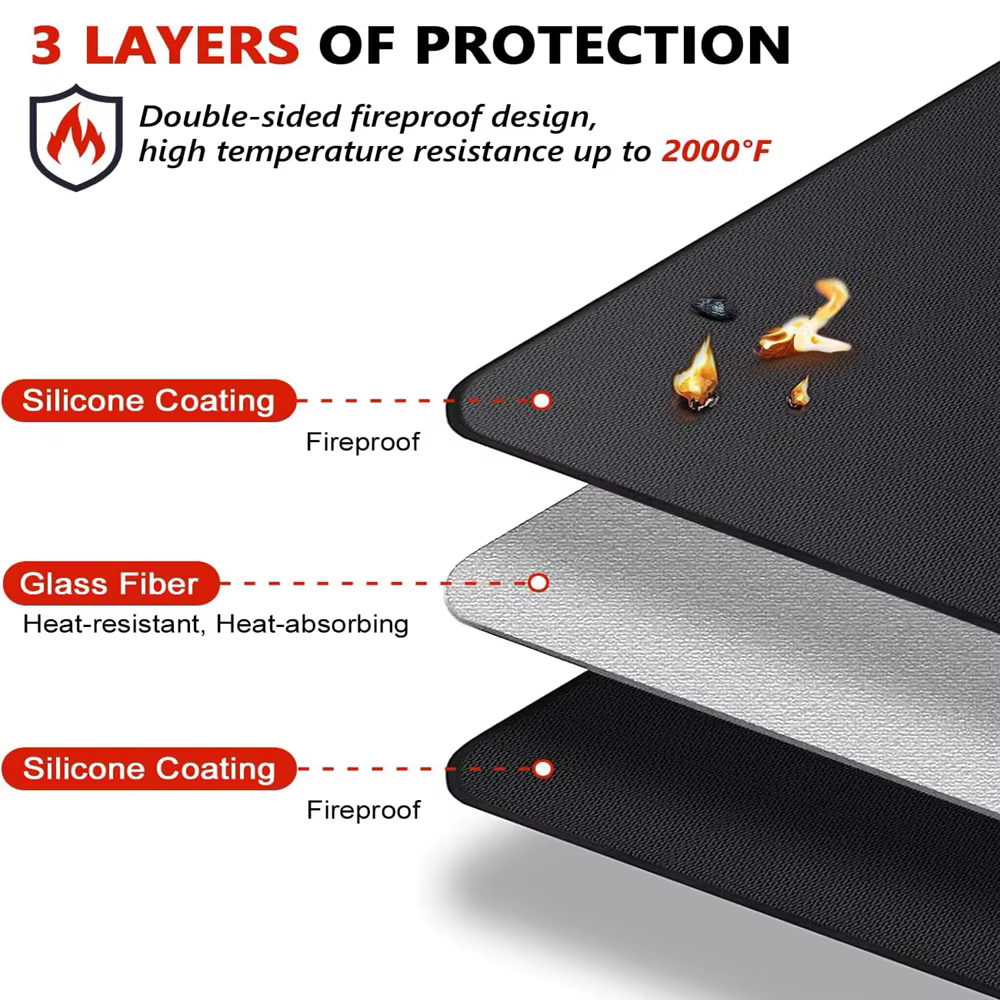 Tapis ignifuge pour barbecue extérieur