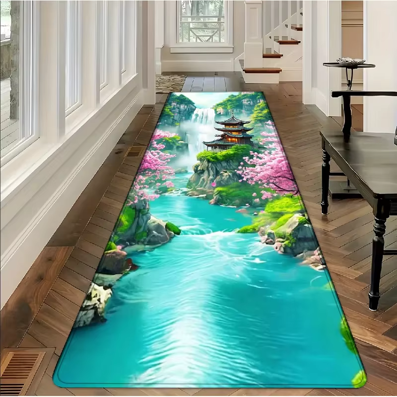 Tapis de couloir VIKAMA 3D avec cascade de jardin japonais