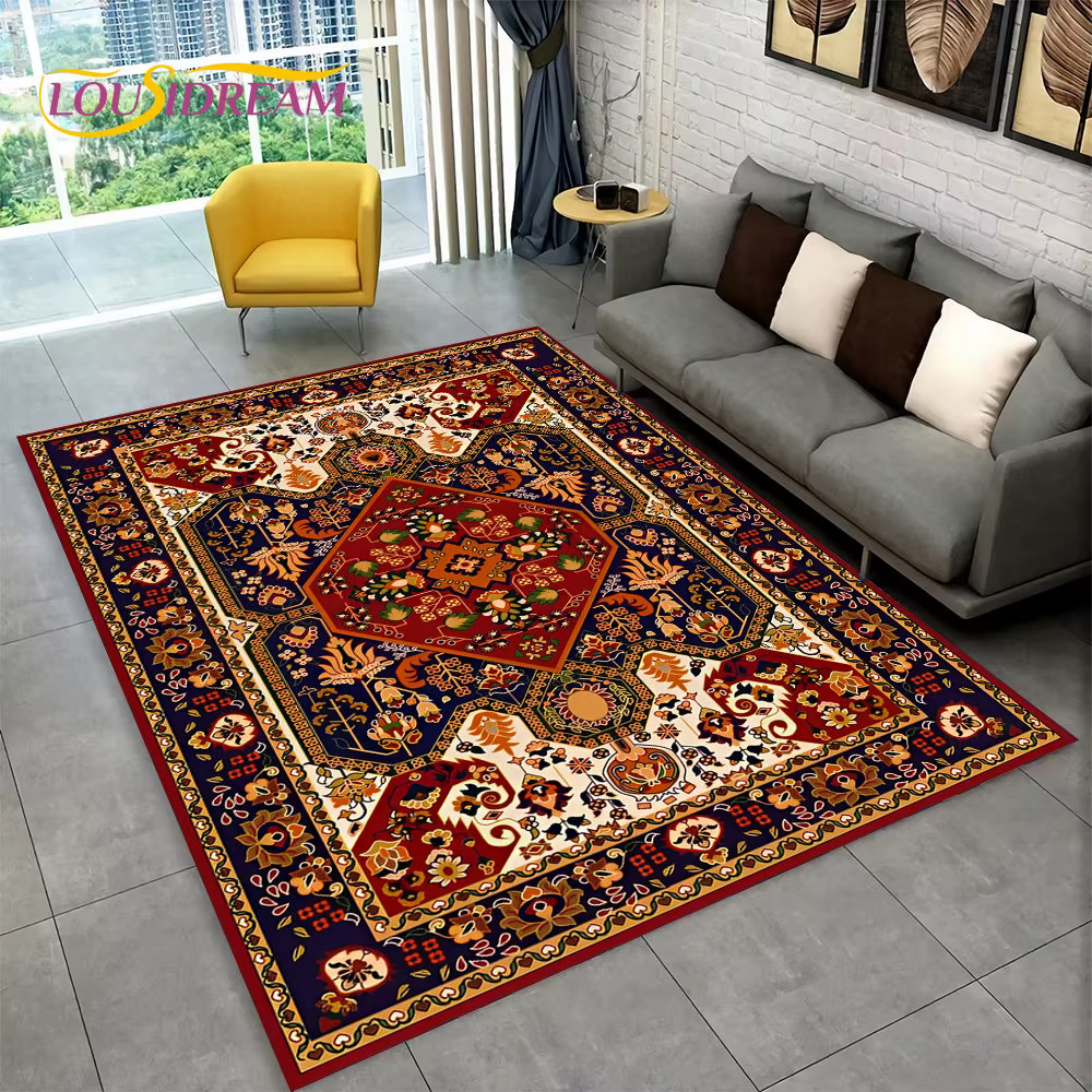 Grand tapis bohème persan de dinde