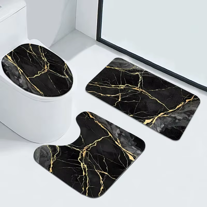 Ensemble de tapis de bain en marbre doré VIKAMA