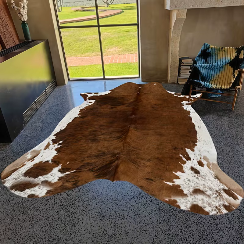 Tapis en peau de vache imprimé vache