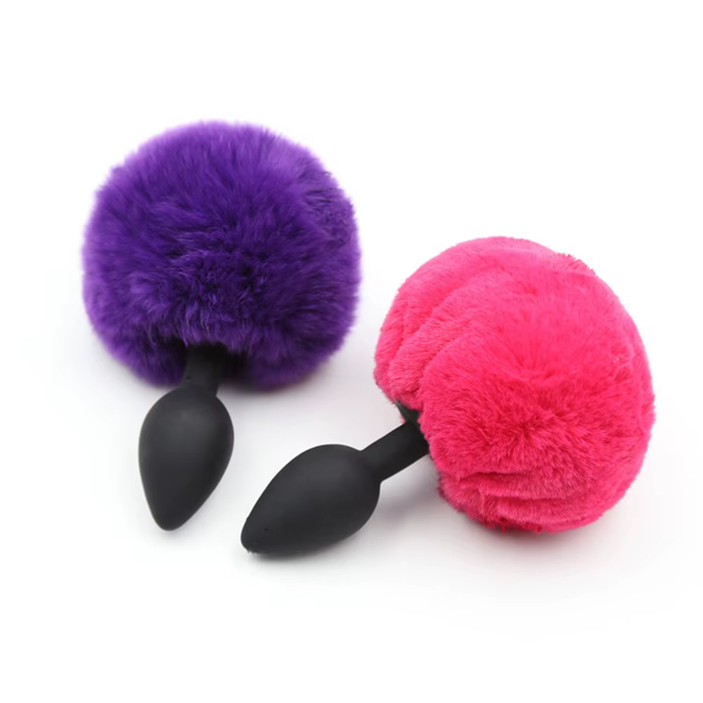 Queue de lapin silicone plug anal jouet sexuel produit adulte pour femme, plug anal queues de chien esclave cosplay soumis perle lapin fille jeu
