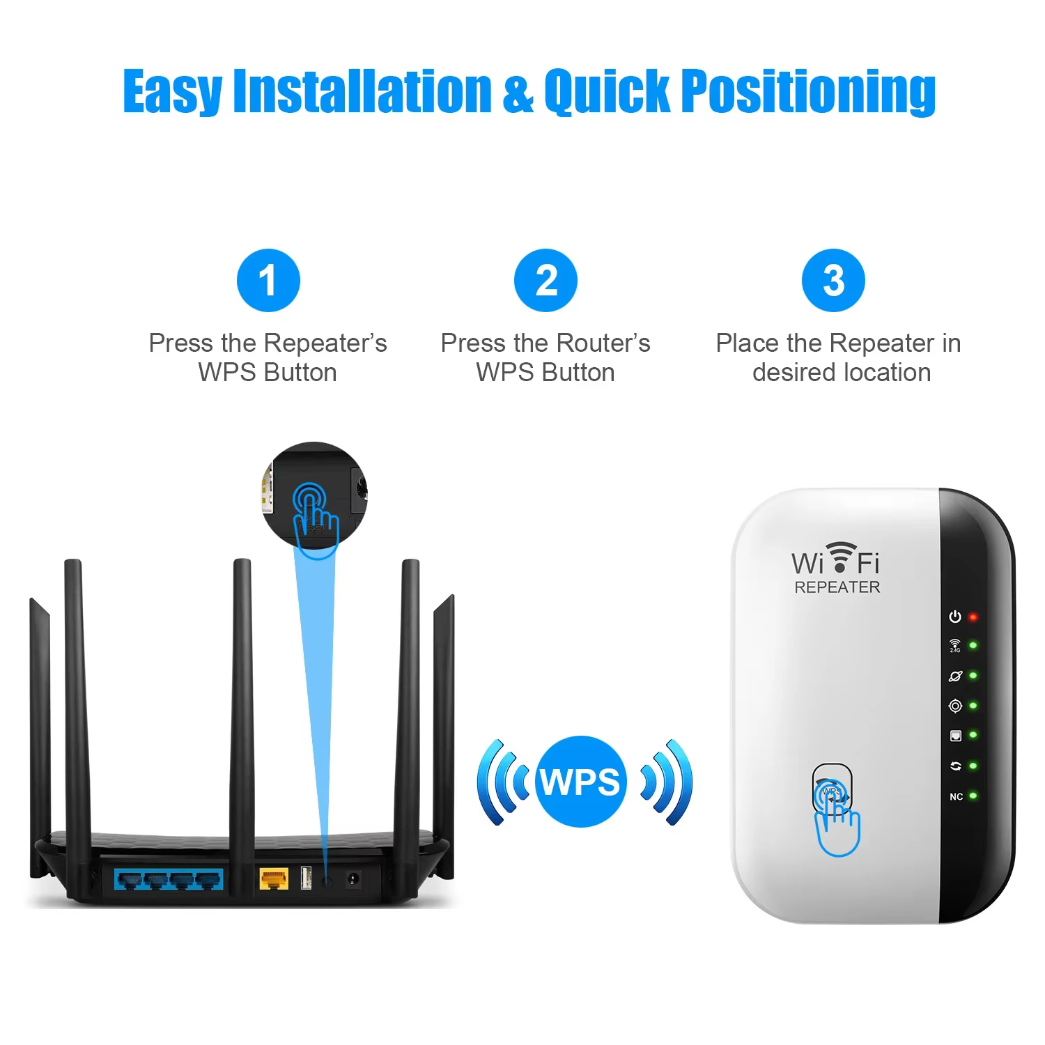 Répéteur WiFi sans fil 300Mbps 2.4Ghz répéteur extension réseau plage 802.11N/B/G répéteur WiFi sans fil Booster Point d'accès