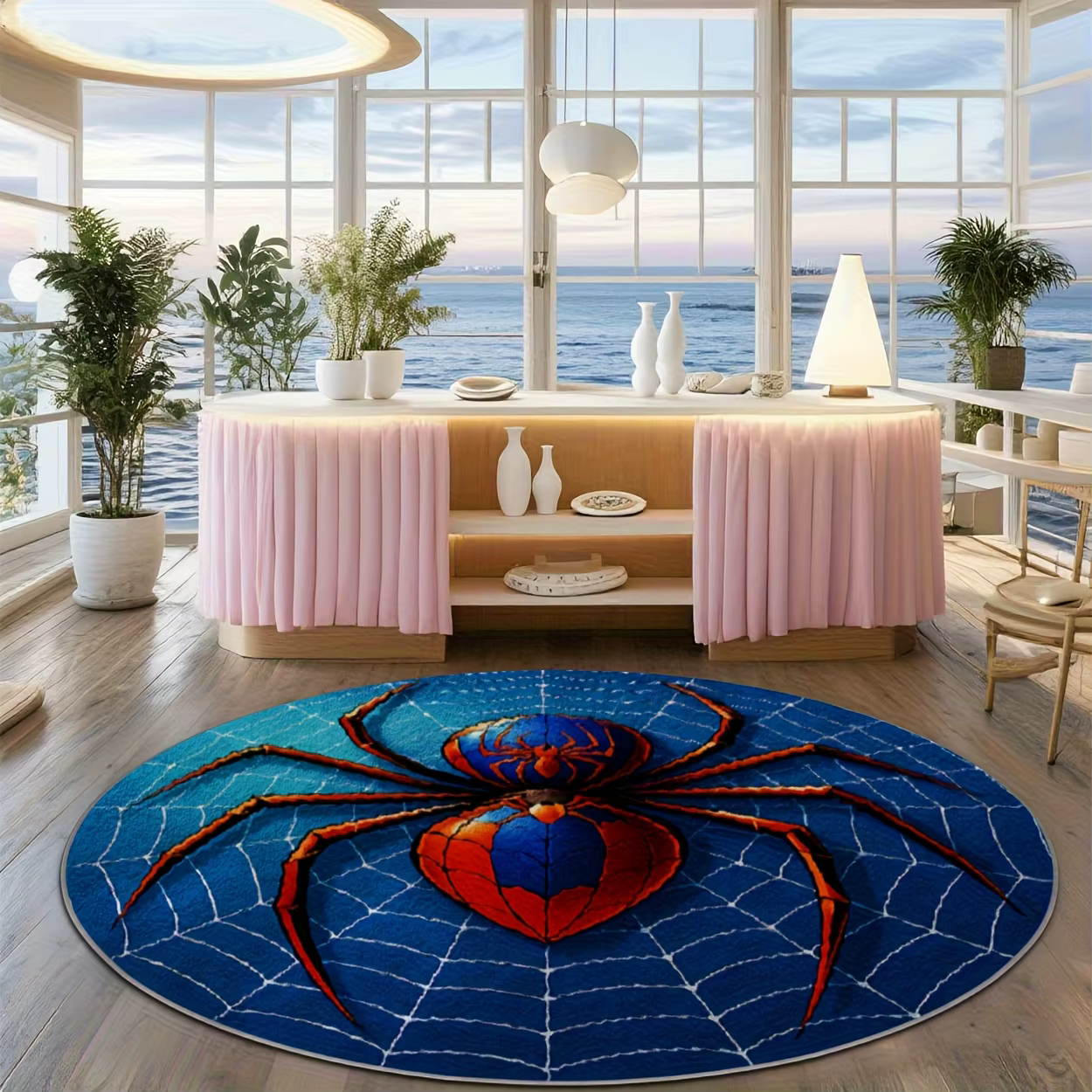 Tapis rond à motif d'araignée