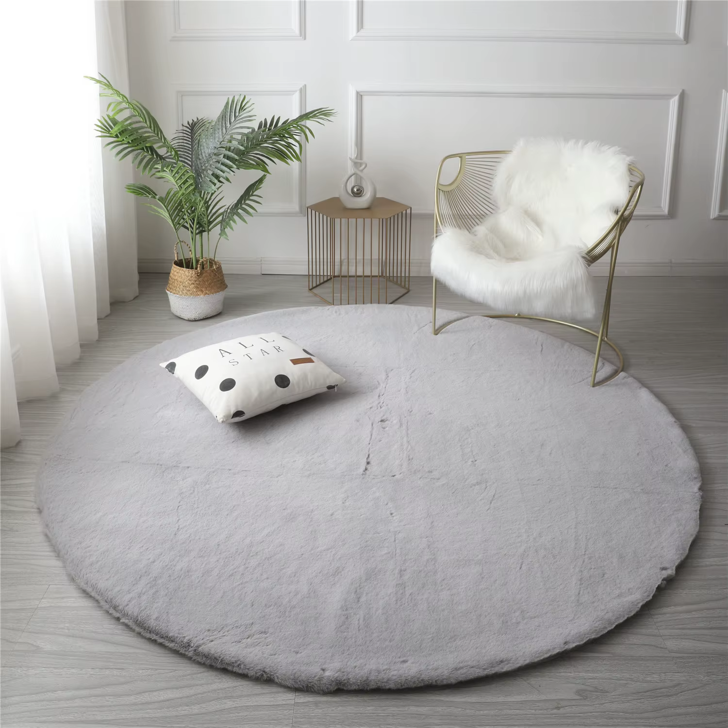 Tapis en fausse fourrure de lapin ultra doux pour salon