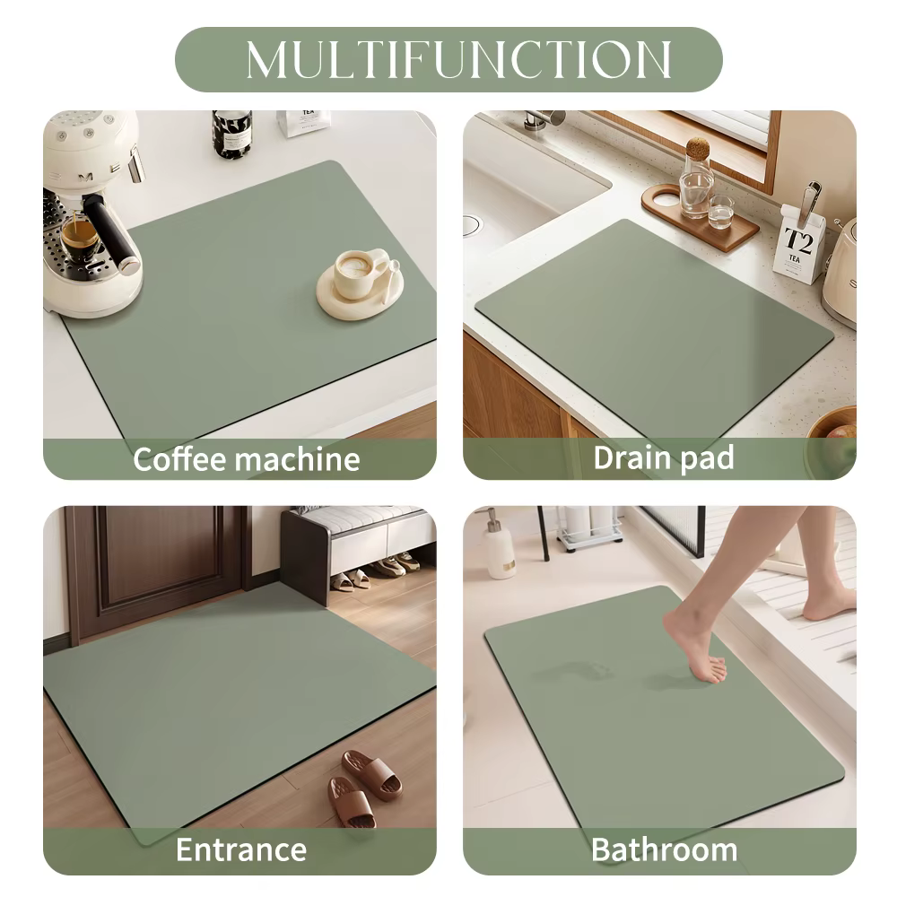 Tapis de bain en diatomite verte