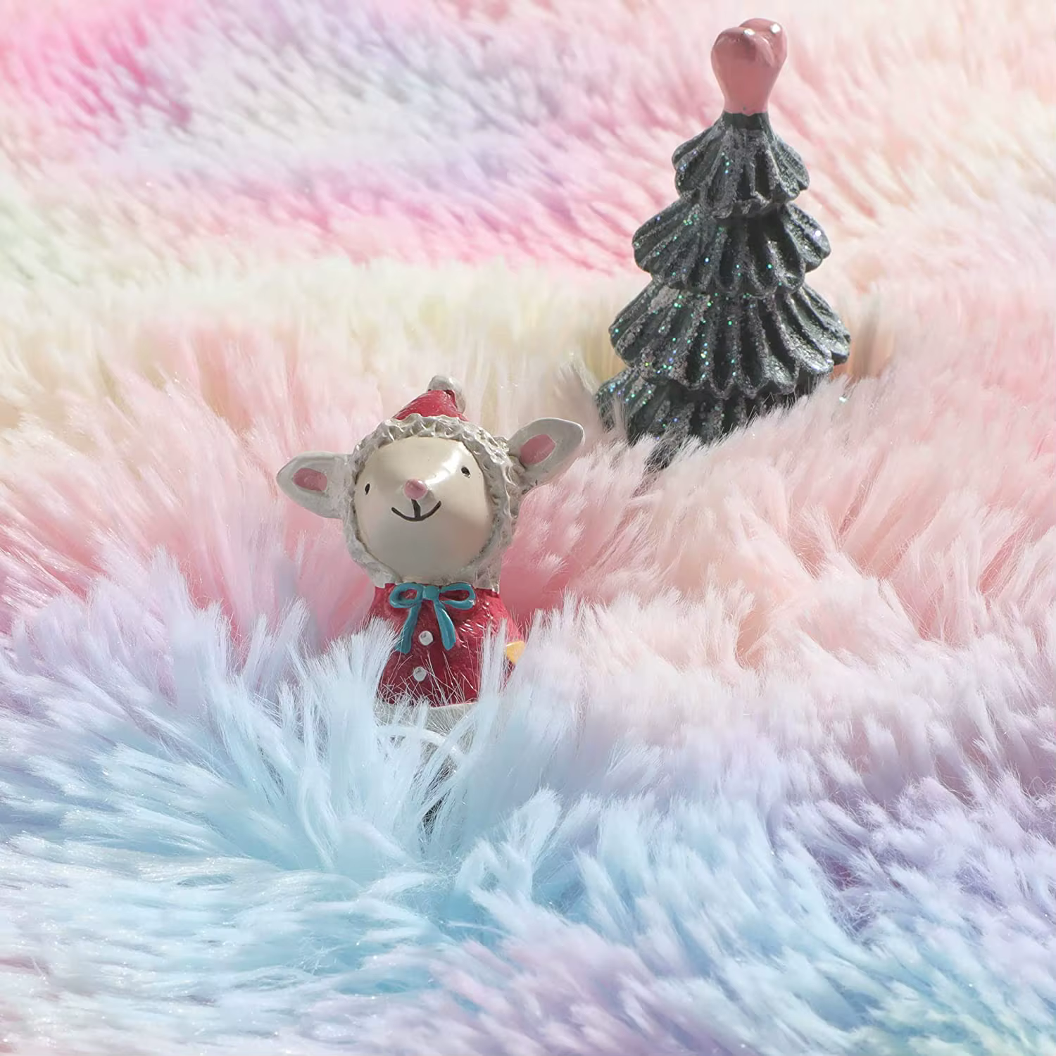 Tapis arc-en-ciel poilu pour chambre d'enfants