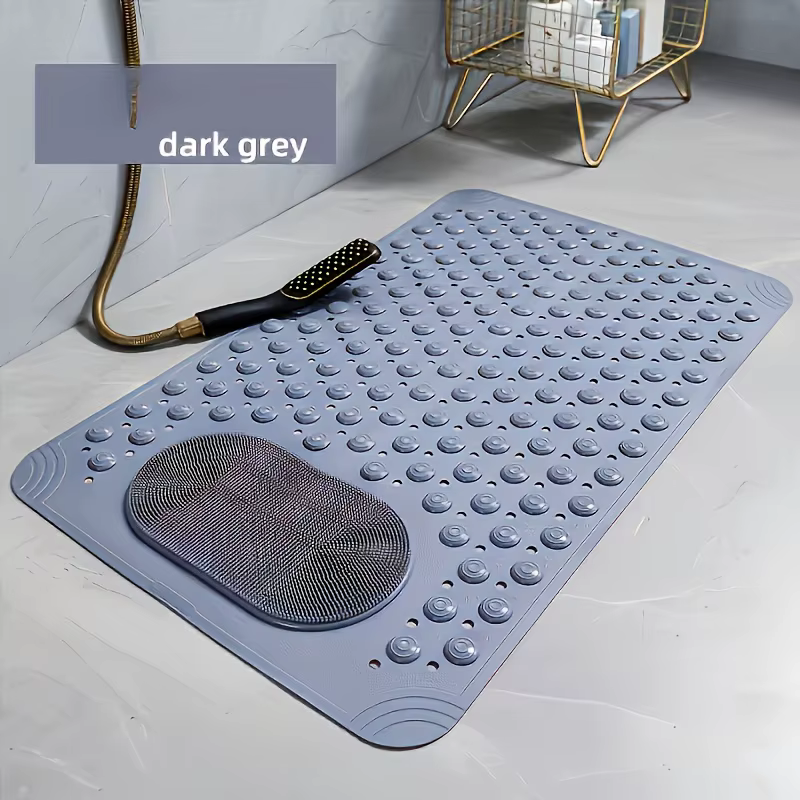 Tapis de douche antidérapant 2-en-1 avec brosse intégrée pour les pieds