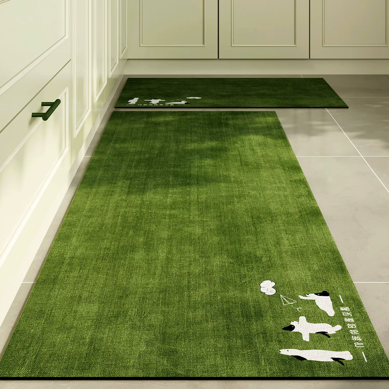 Tapis de chemin à motif d'herbe verte